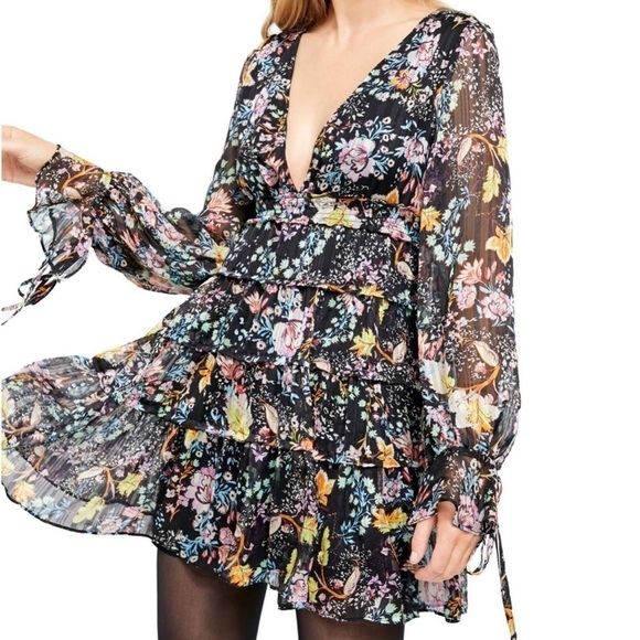 Free People Closer To The Heart Mini Dress Black Multi Floral Dress - Picture 2 of 16
